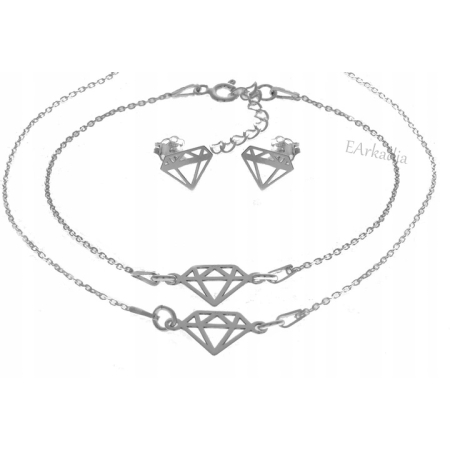 Komplet 3w1 ażurowe diamenty srebro 925 2